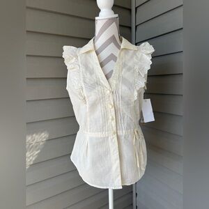 NWT- Dkny Cream Blouse Elegant Top Sz M